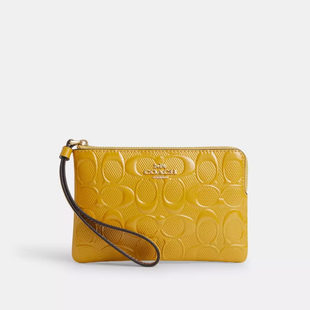 RARE Coach Corner Zip Wristlet In Signature Leather # CT992